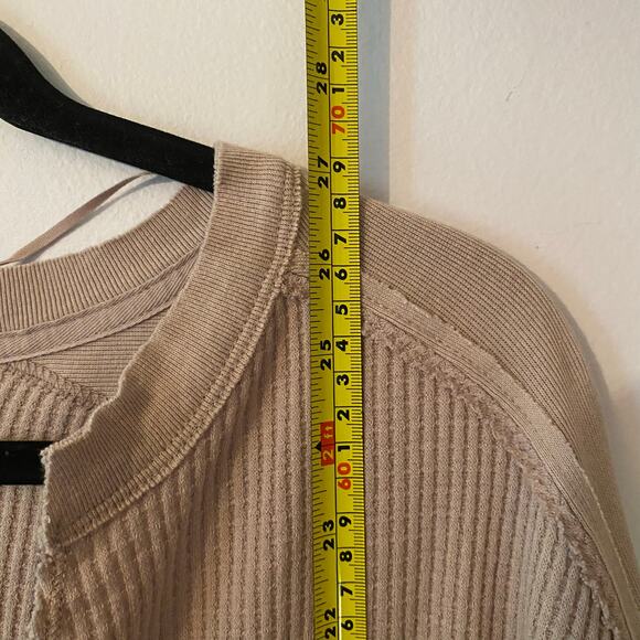 We The Free Women's size Small Pink V-neck Thermal Henley Top Oversized Lounge - Picture 7 of 8